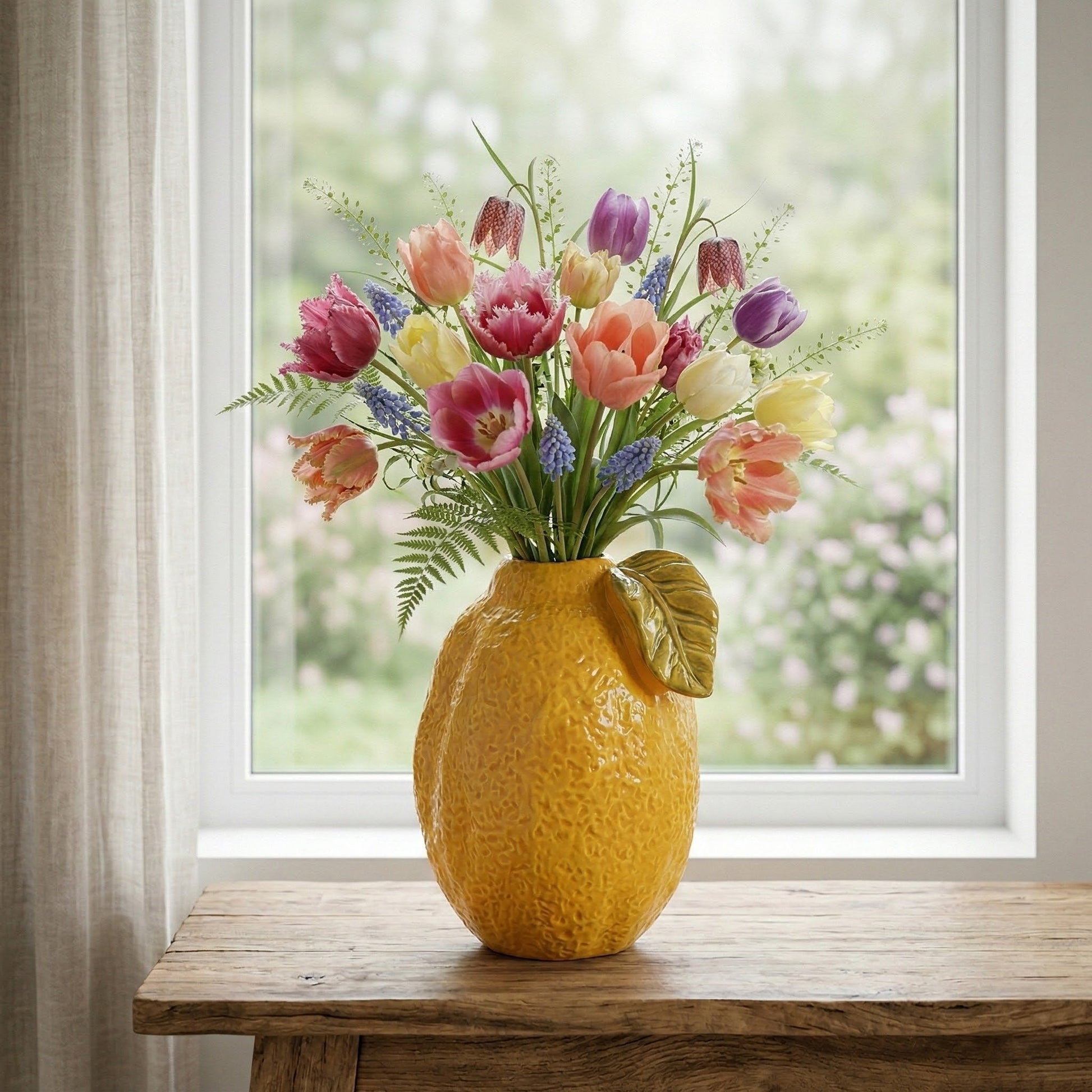 Vase Keramik Zitronenstruktur gelb Ø21cm H31cm Vasen von EDG