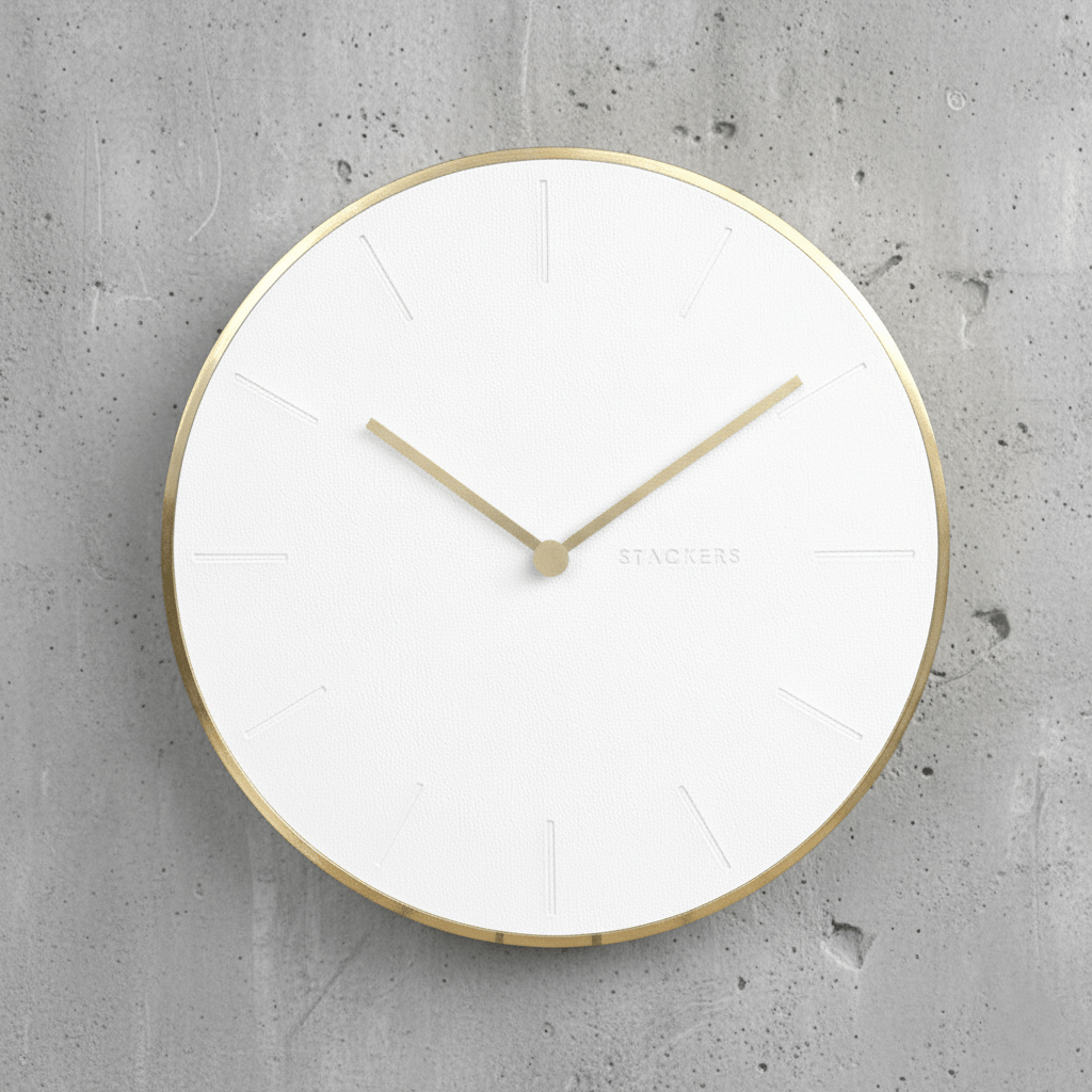 Wanduhr weiss mit Goldrand minimalistisch Ø 40cm | Gabrielle Dekoration von Stackers