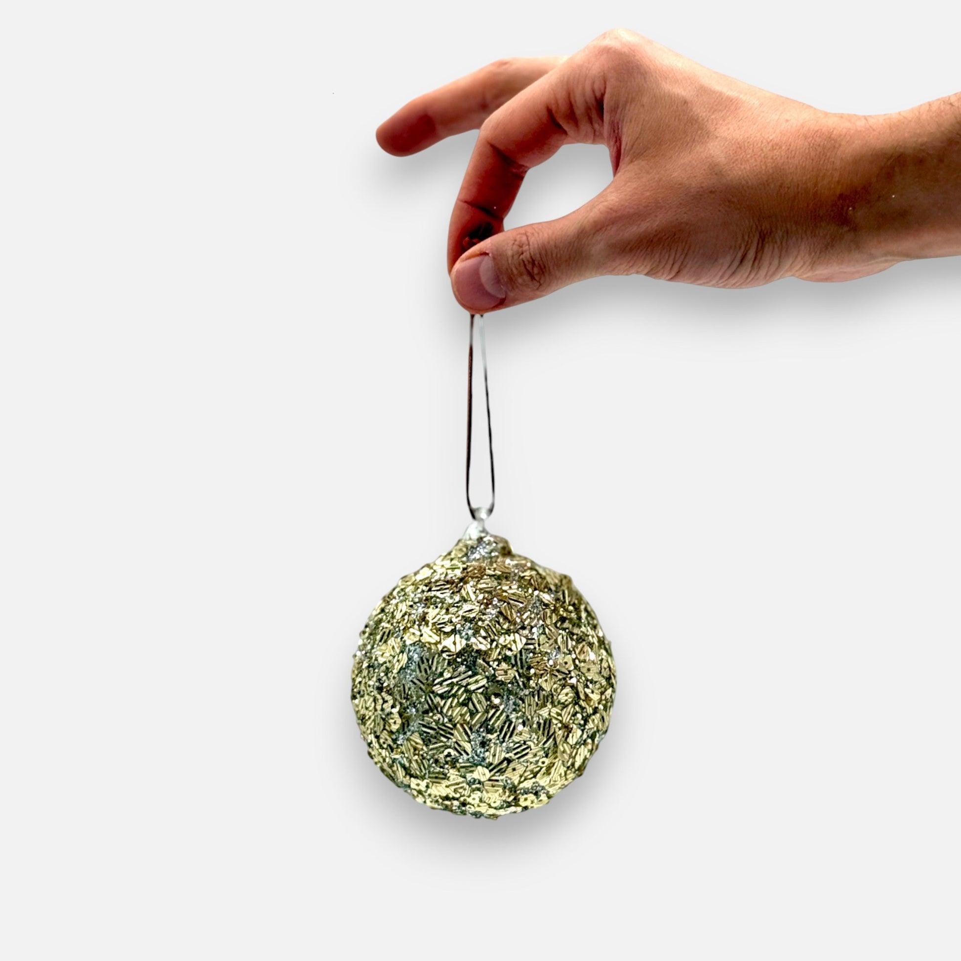 Weihnachtskugel aus Glas Gold mit Pailletten - Mix, Ø 8cm, Weihnachten Dekoration von Shishi