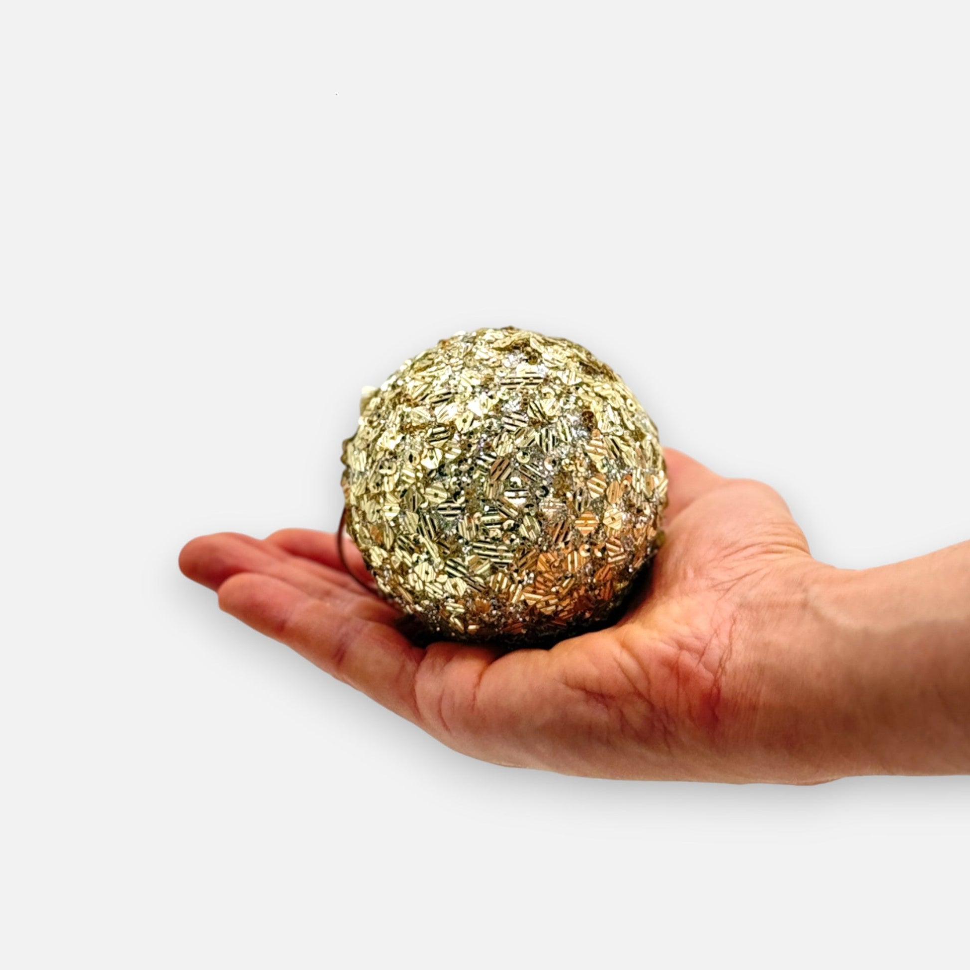 Weihnachtskugel aus Glas Gold mit Pailletten - Mix, Ø 8cm, Weihnachten Dekoration von Shishi