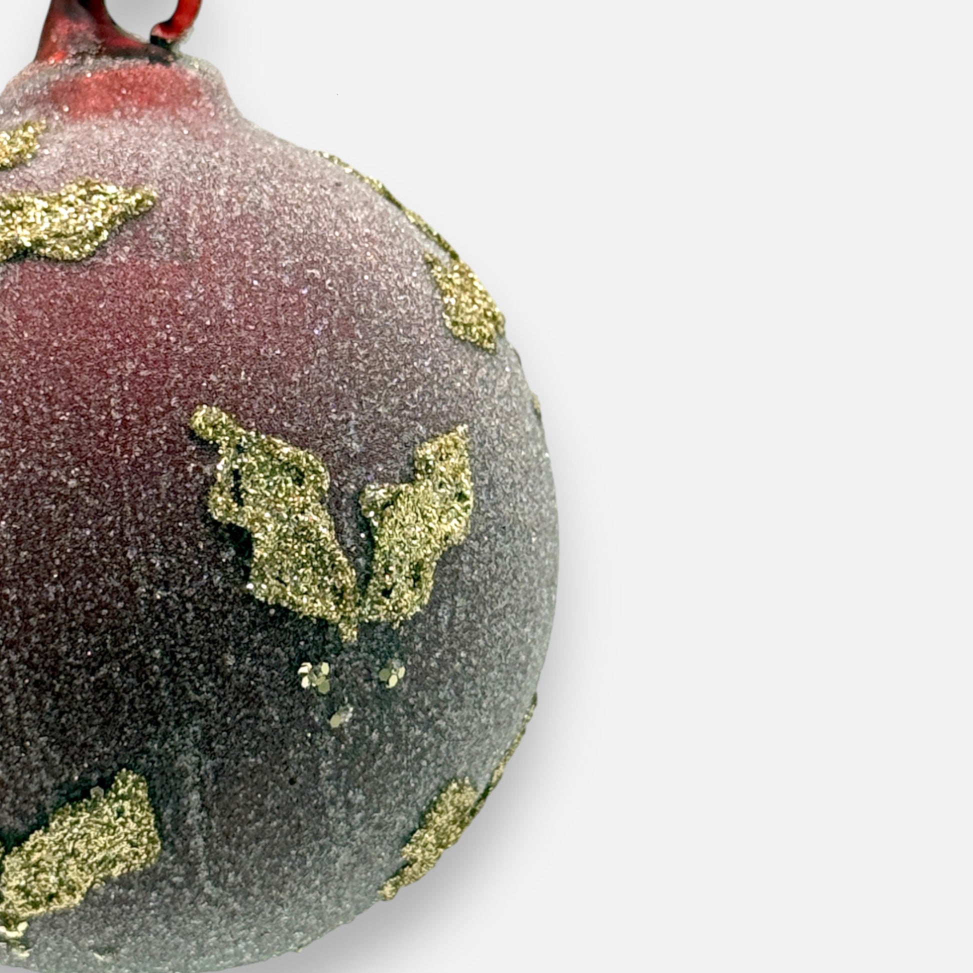 Weihnachtskugel aus Glas Rot matt mit Gold - Glitter - Motiv, Ø 8cm, Weihnachten Dekoration von Shishi