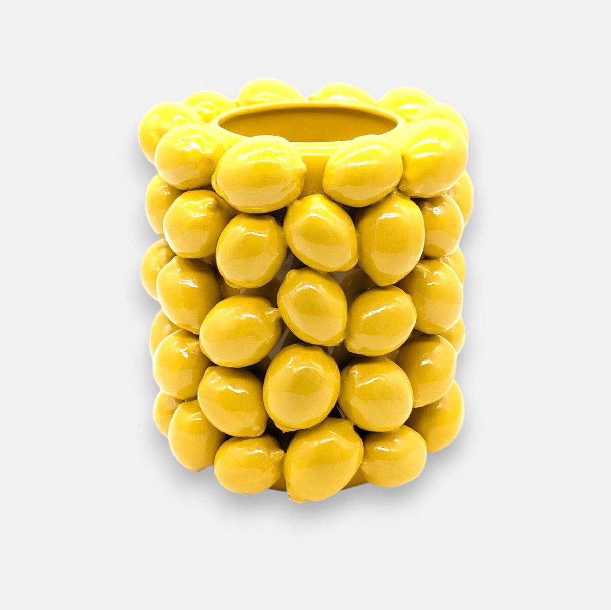 Dekovase Keramik Zitronenmuster gelb – Vase Keramik gelb